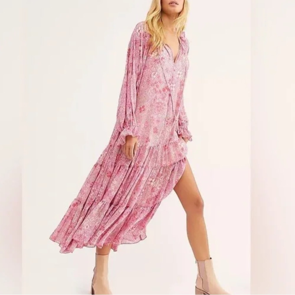 Free People Pink Floral Maxi Dress